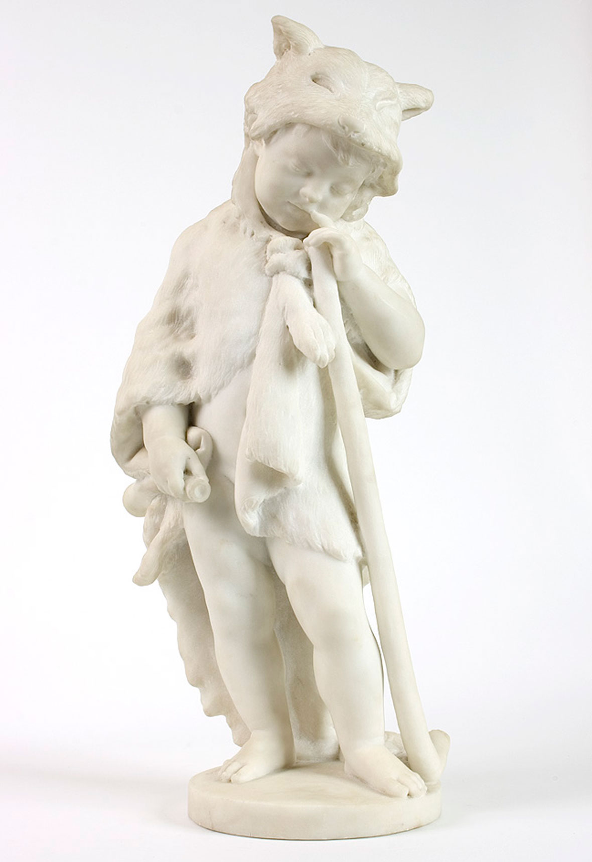 Marble Sculpture of a Young Hunter by Bernard